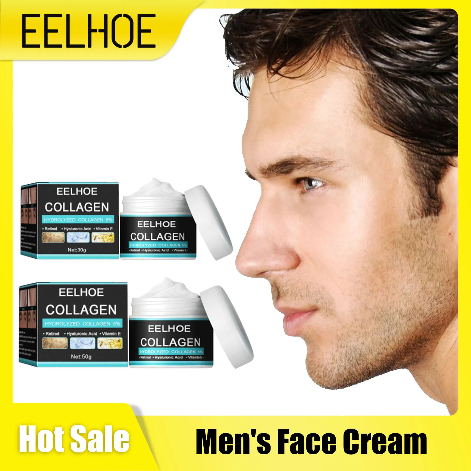 EELHOE Moisturizing Face Cream for Men Hydration Face Brightening Face Cream Rejuvenation Lift Skin Firming Tightening Cream 50g