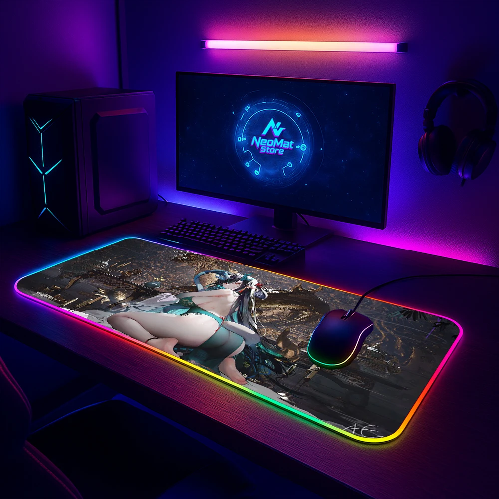 Led Gaming Mats Sexy Mousepad Xxl Rgb Mouse Pad Laser Pc Mat with Backlight Glowing Keyboard Mat Hentai Nsfw Gamer Table Decor