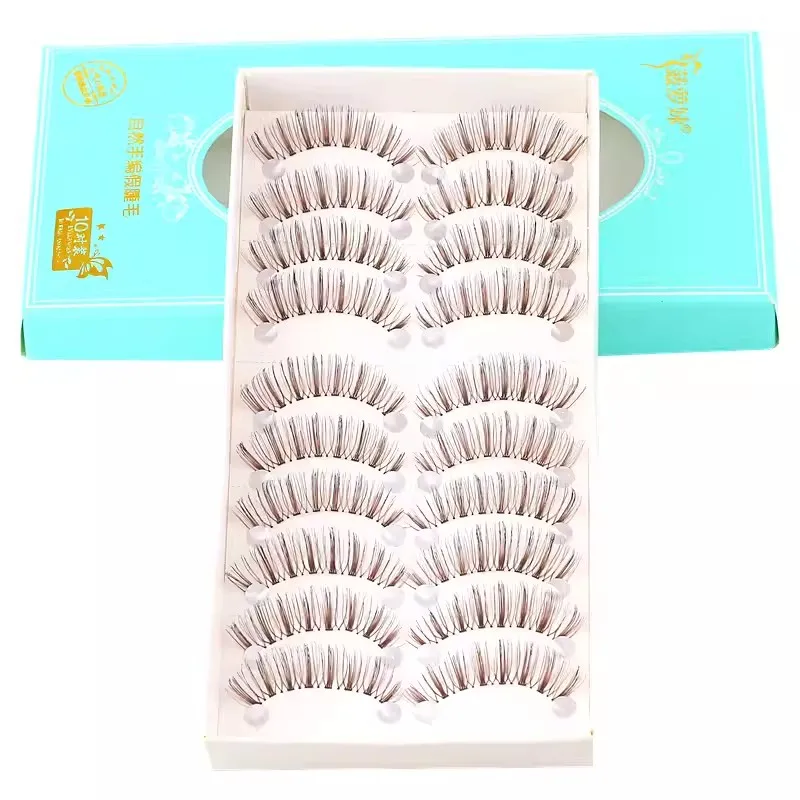 10 Pairs Natural Brown False Eyelashes Japanese Cos Eyelashes Extension Dramatic Fluffy Manga Lashes for Women Diy Makeup Lashes