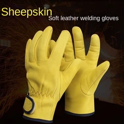 2 Pairs Leather Work Gloves wear-resistant work non-slip protective dipped Welding Gloves