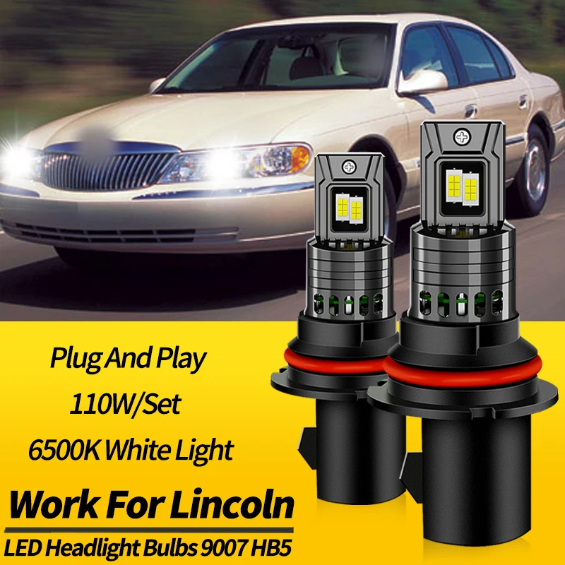 1PC/2PCS 9007 HB5 LED Headlight Bulbs Canbus For Lincoln Navigator 1998-2002 Continental Town Car 1995-2002 110W Car Accessories