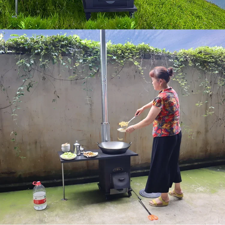 Firewood stove Household firewood burning Indoor Smokeless mobile outdoor rural large pot table stove
