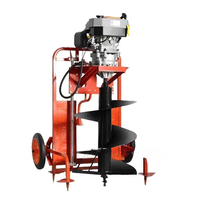 7.3KW Ground Drilling Digging Machine Tree Planting Digger 4Stroke Gasoline  Punching Machine 225CC Pedal Type Drill Pile Driver