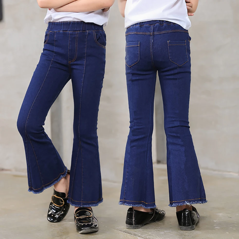 Jeans monocromáticos para meninas, roupas casuais para crianças, primavera e outono, 6, 8, 10, 12, 14