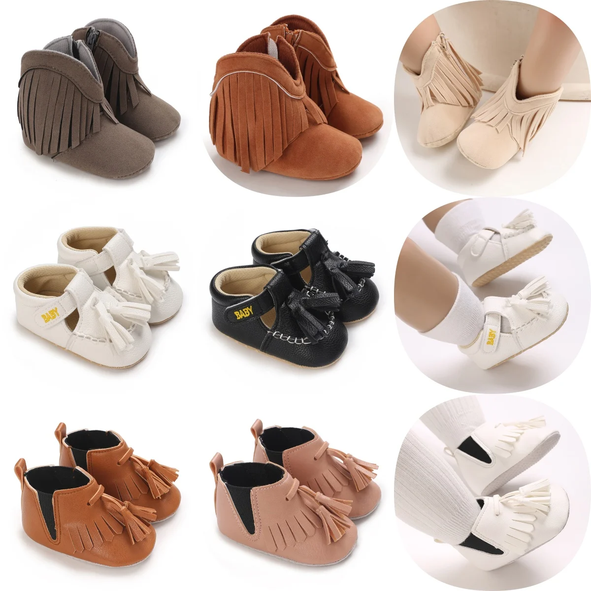 

Fashion Tassel Decoration 0-18M Baby Shoes Theme Solid Color Men's Shoes Casual Sports Shoes Soft Soled Anti Slip Children's