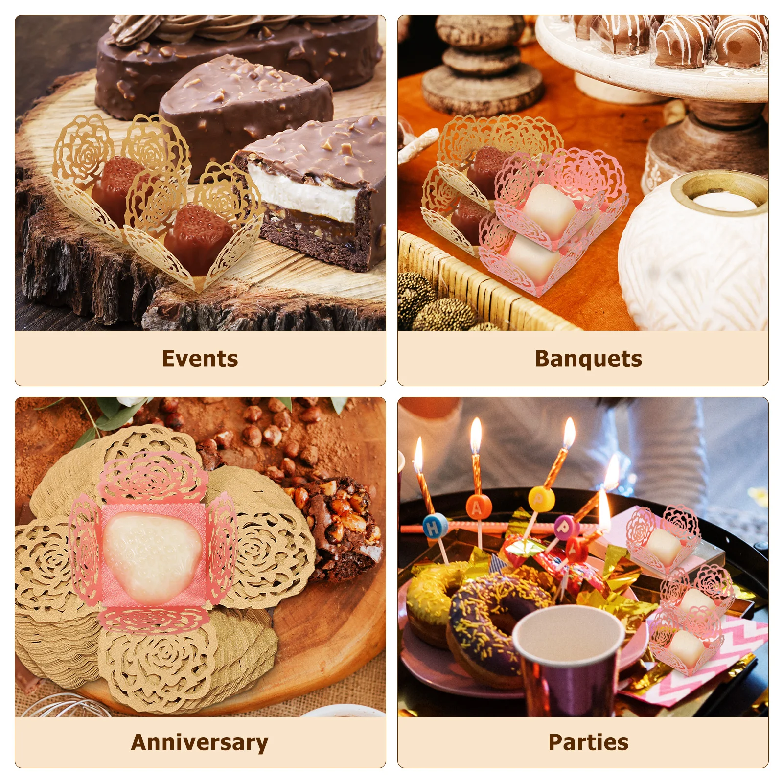 

100Pcs Truffle Wrappers Rose Shape Chocolate Cups Party Supply Candy Containers Mini Cupcake Liners Truffle Wrappers