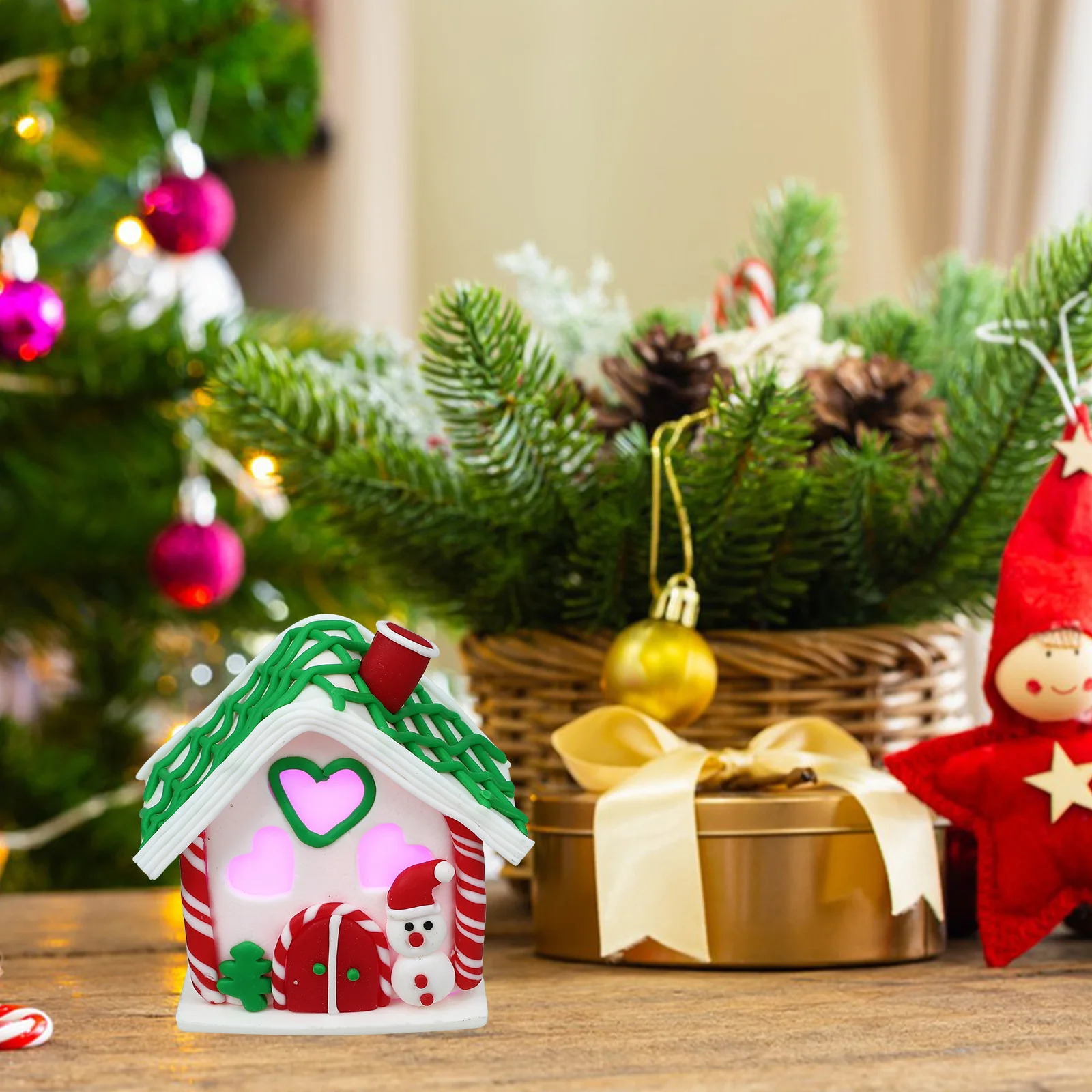 

1pc Christmas Miniature Lighted Xmas Centerpiece Decor For Holiday Party Home Festival Desktop Ornament