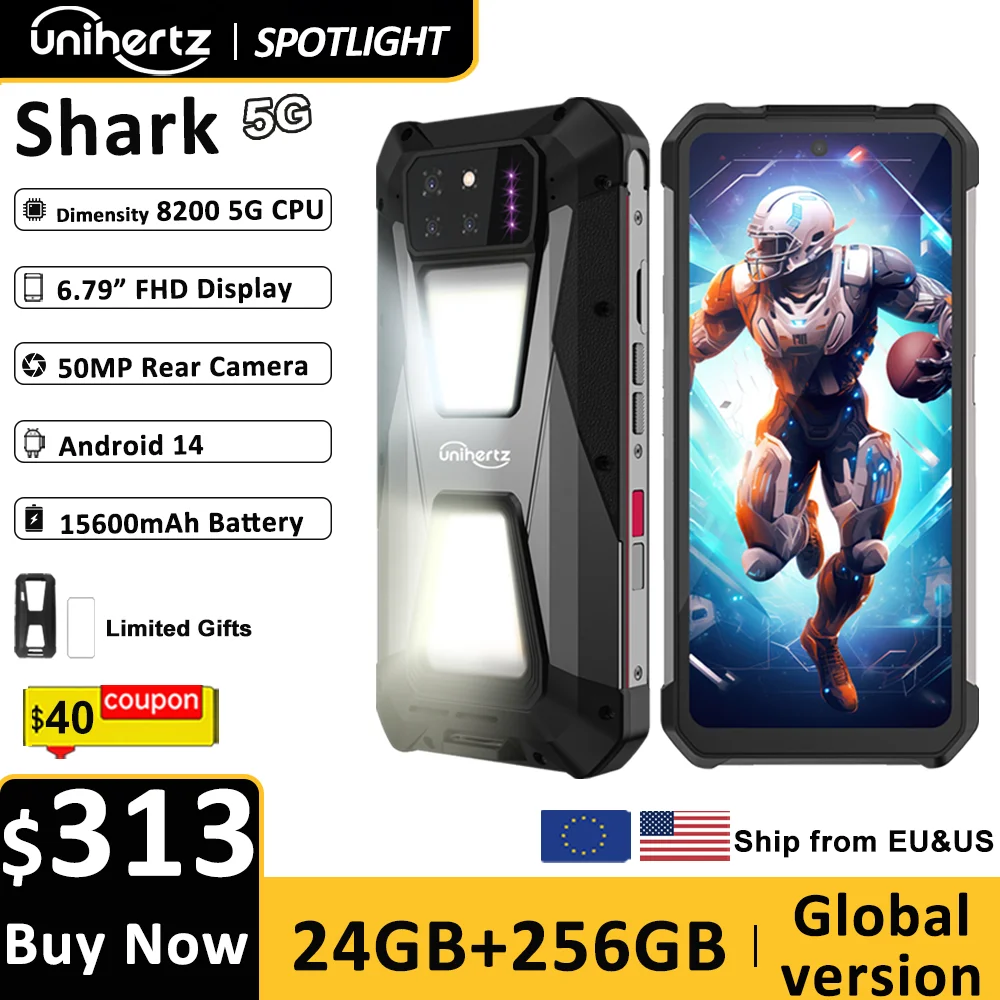 Unihertz SHARK , Android Rugged Smartphone 5G, Dimensity 8200, 6.79