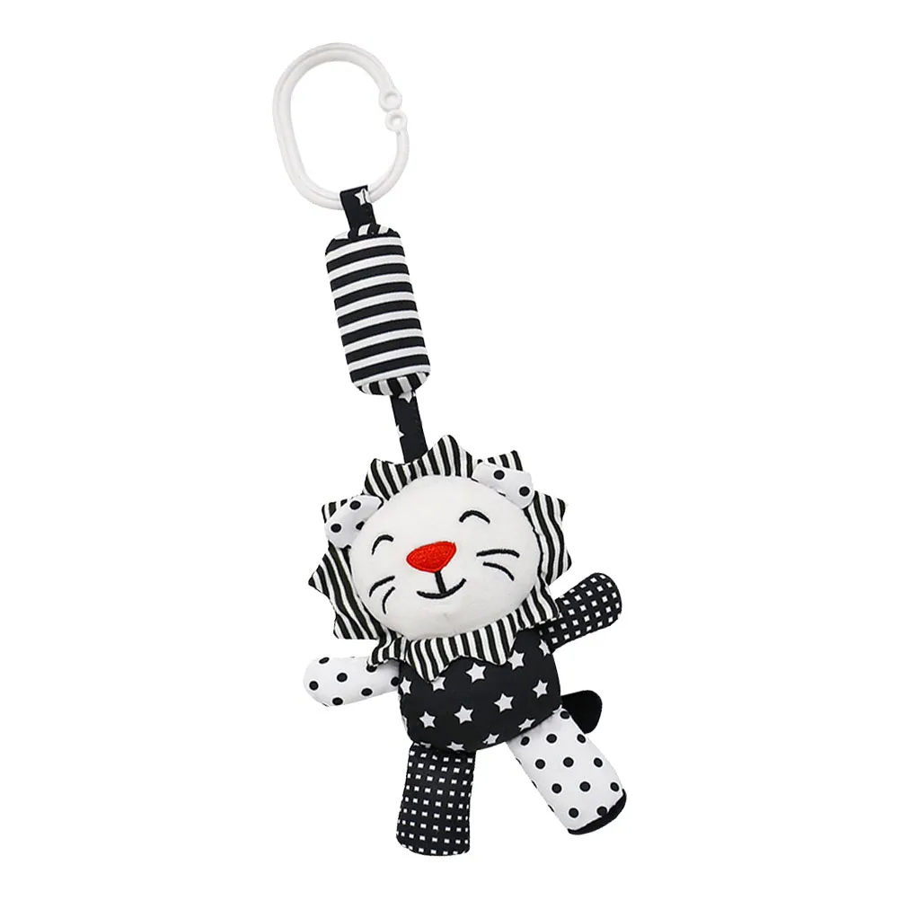 

1pc Black White Crib Pendant Baby Carriage Early Education Plaything Rattle Cartoon Animal Teether Safe Material