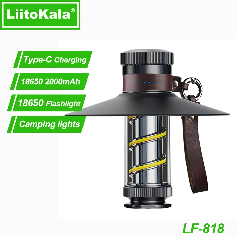 LiitoKala LF-818 Multi-Functional Portable LED Camping Light with Rechargeable 2000mAh 18650 Battery