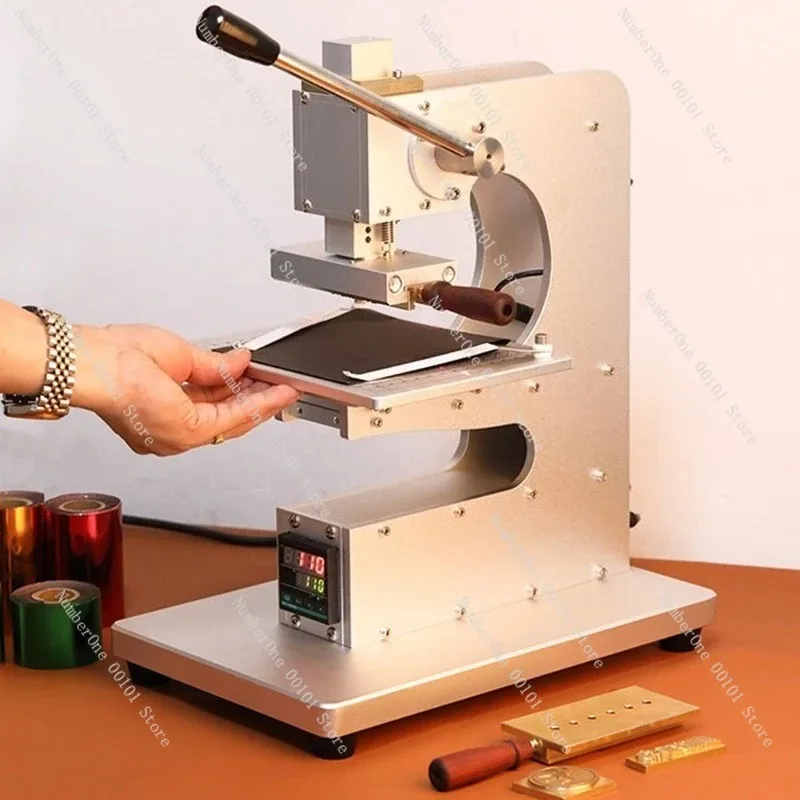 Manual Hot Stamping Machine with Electronic Eye, Hot Press Tool for DIY Leather Wallet Phone Case Belt Craft