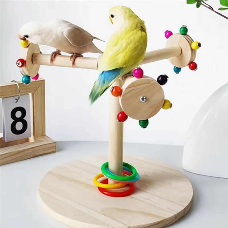 -A14E pássaro poleiro suporte poleiro vara brinquedo para pardal girando moinho de vento design pássaro garra moagem suporte para calopsitas araras