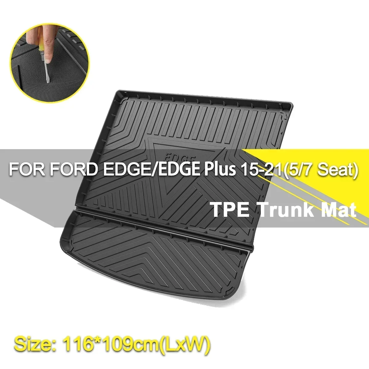 

For Ford Edge/Edge Plus 2015-2021 5/7 Seater Waterproof Non-Slip Rubber Cargo Liner Accessories Car Rear Trunk Cover Mat TPE