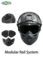 Casco táctico de cara completa ABS rápido con gafas desmontables y soporte NVG, equipo de máscara protectora militar Airsoft CS para exteriores W