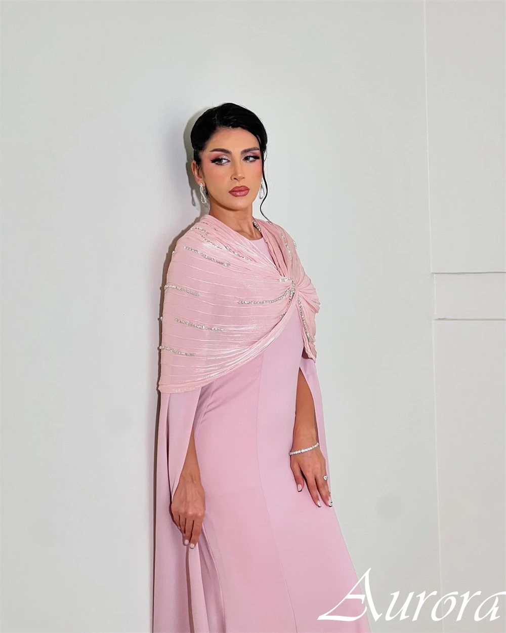 Customized O-Neck Shawl Modern Special Occasion Gowns Mermaid Crystal Sparkly Evening Dress Zipper Back Luxury Cocktail Dress