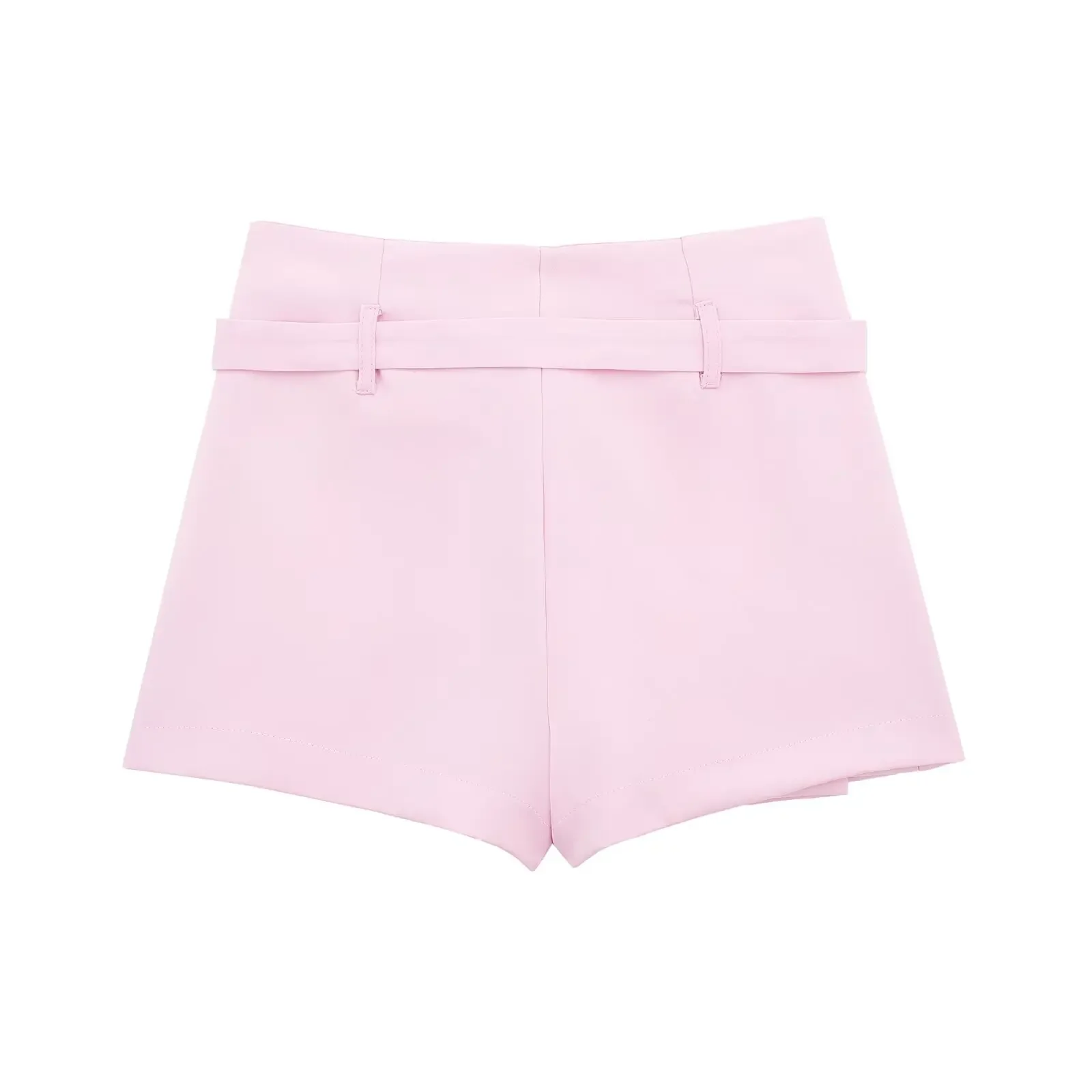 Shorts retrô de cintura alta com zíper feminino, versão fina, bolso lateral do cinto, calças de saia, brincalhão, lazer, moda, novo, 2024