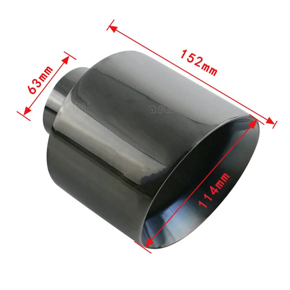 Automobile muffler modified tail pipe 63mm universal Exhaust Tip 114mm Slant Round Outlet Stainless steel