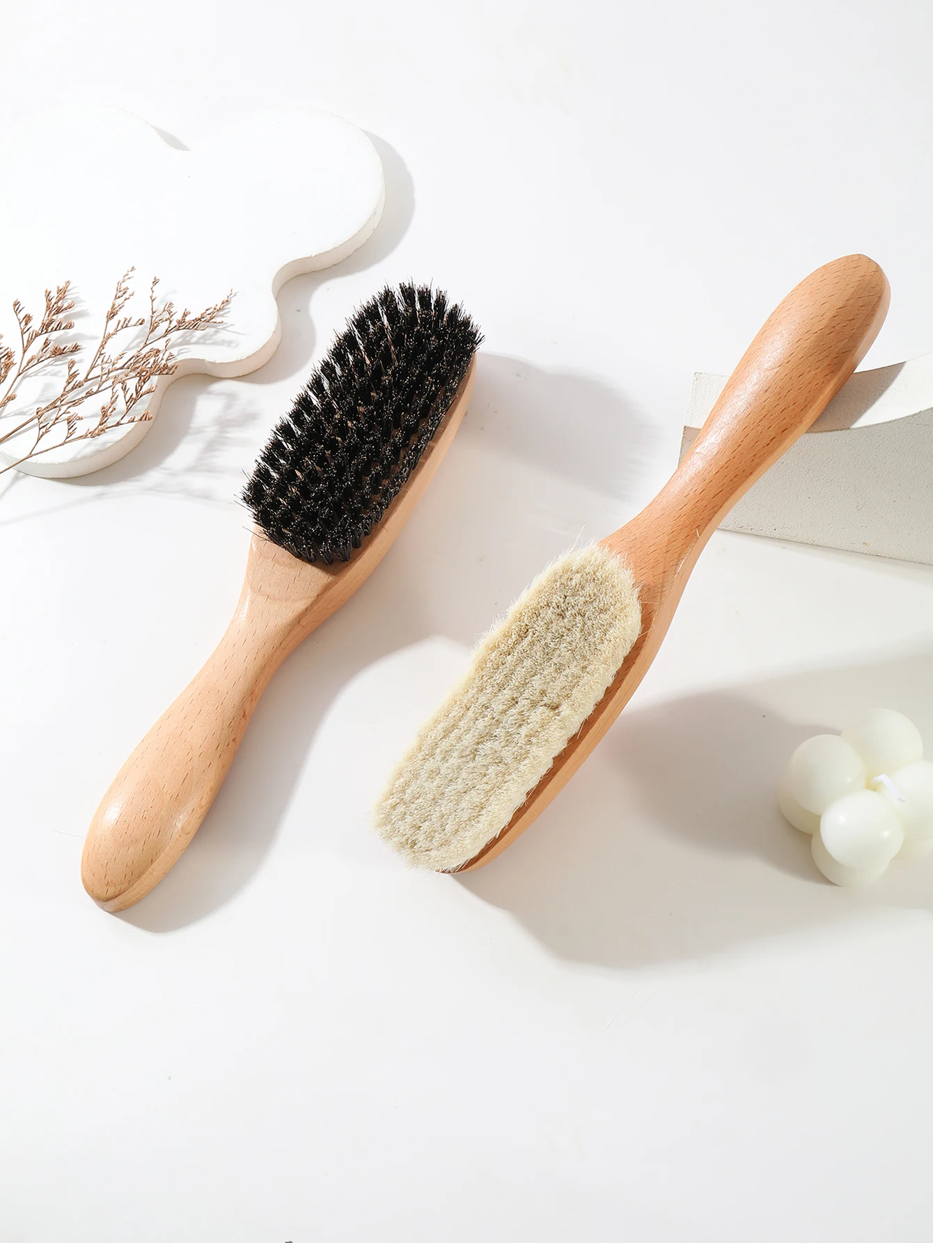 Wooden hair brush, ultra soft wooden wool brush and bristle hair brush, hair care and styling tools, special for real hair wigs