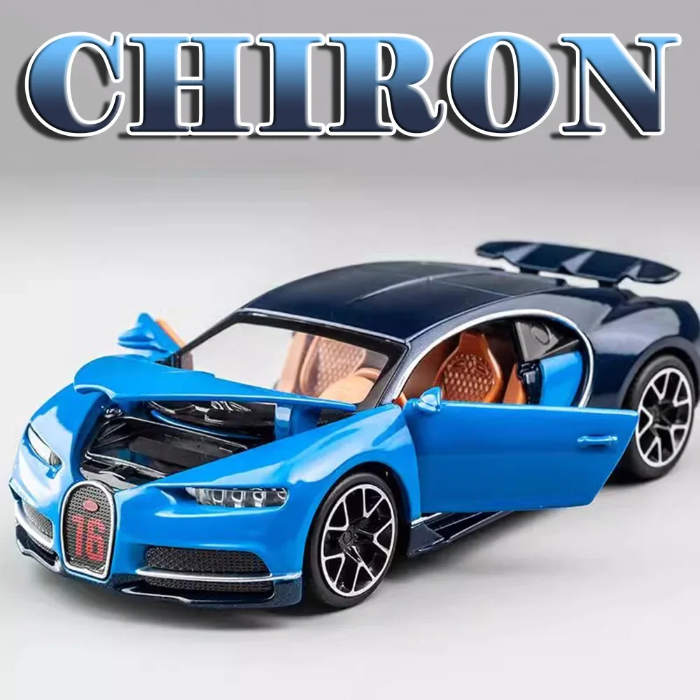 1:32 Chiron Sportwagen Modell Spielzeug Legierung Diecast Supercar Zurückziehen Türen Geöffnet Sound Licht Rennfahrzeug Modelle für Kinder Geschenke