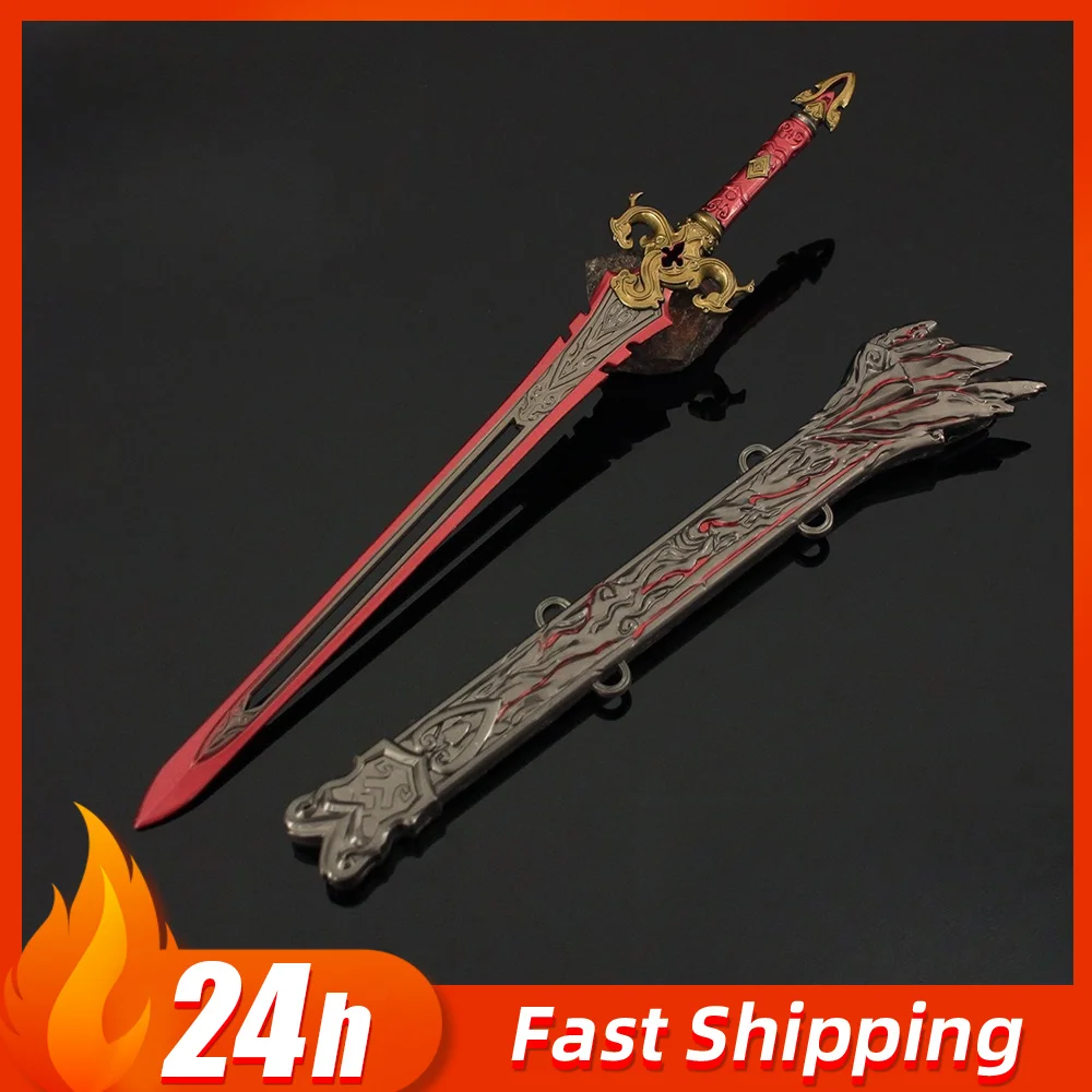 Naraka: Bladepoint Scarlet Skyblade, 30cm, juego periférico, armas de espada larga, modelo de metal, adorno de escritorio hecho a mano, regalos de juguete para niños