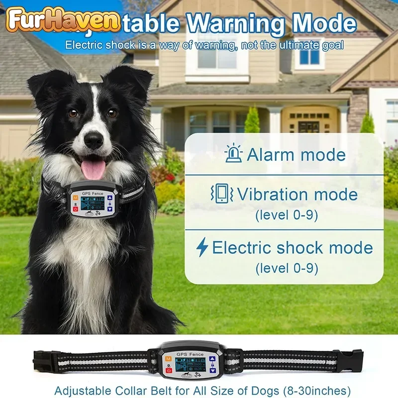 FurHaven Upgraded GPS Wireless Dog Fence System Built-in Active Antenna Safe Dog Containment System GPS Boundary Training Collar