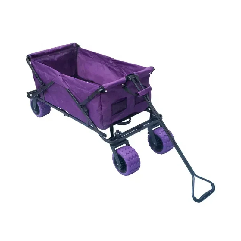 Enclosed Structure Four-Wheel Folding Beach Wagon Trolleys Carts For Camping Beach Garden Use