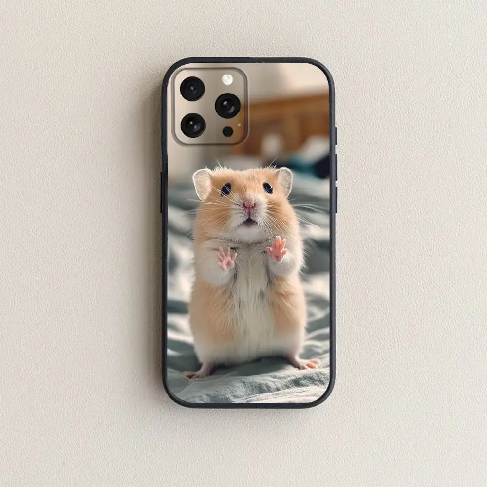 حافظة هاتف لطيفة على شكل فأر M لهاتف آيفون 17,16,15,14,13,12,11 Plus,Pro Max,XS,X,XR,SE,Mini,8,7,غطاء أسود من السيليكون الناعم #6