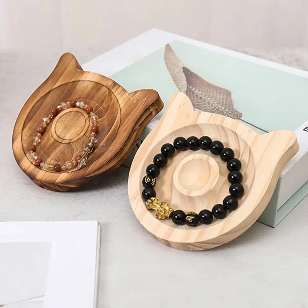 Espositore per braccialetti con cordino in legno, bordo fai da te a forma di cartone animato, porta braccialetti con perline di legno, vassoio per esposizione di gioielli per la casa