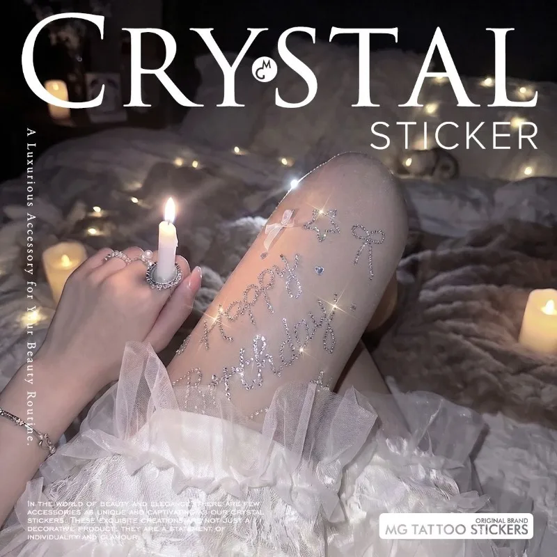 Best Wishes Crystal Diamond Sticker for Woman Face Body Chest Leg Hair Decor Festival Art Pink White Facial Makeup Stickers