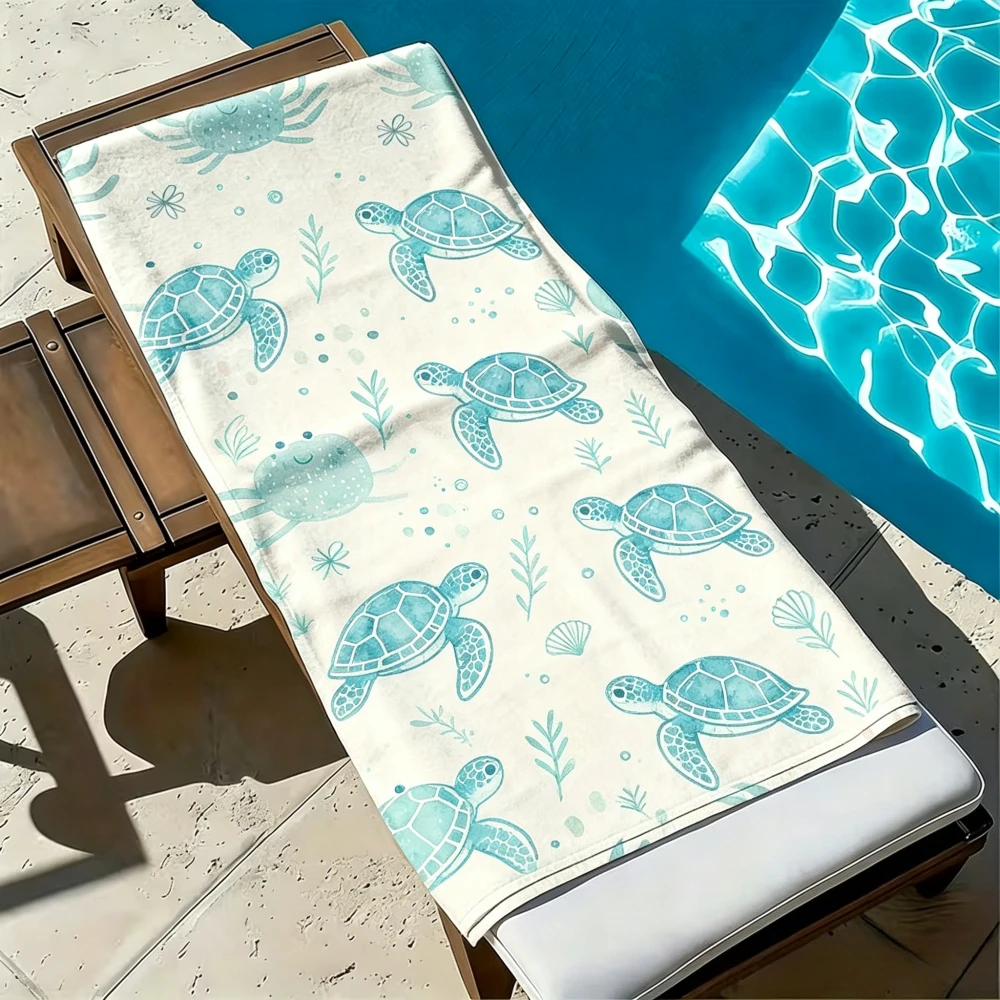 Cartoon Red Crab Print Pool Towel Beach Blanket Marine Animal Pattern Summer Camping Travel Bath Towel Holiday Seaside Accessory