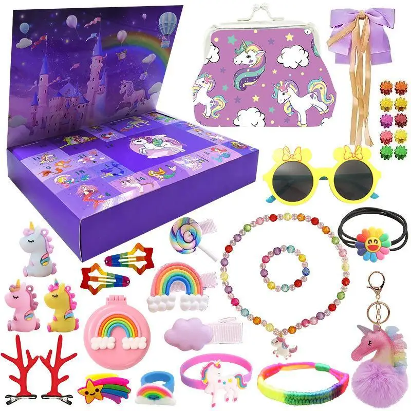 2025 Christmas Advent Calendar Box Kids Gifts Princess Pretend Makeup Set Jewelry Fantasy Gift 24 Days Countdown Calendar Noel