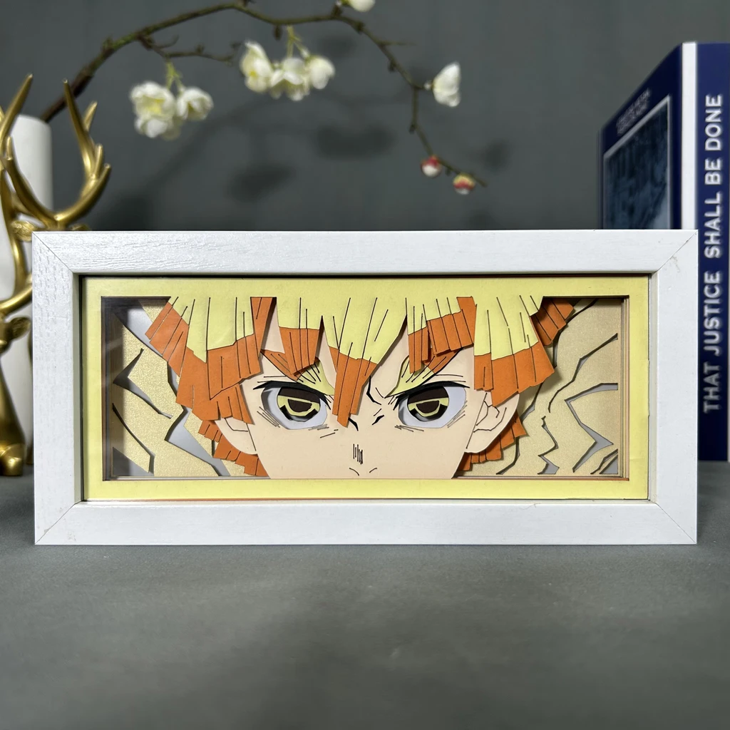 Lightbox Kimetsu No Yaiba for Home Decoration Manga Paper Carving Table Desk Lamp Anime Light Box Zenitsu Agatsuma Face Dropship