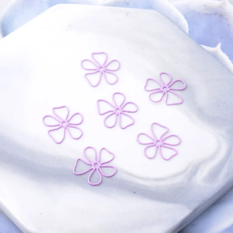 50 Stück Ac12657 20mm Bunte Blumen Filigran Anhänger Verbinder Hohlanhänger DIY Schmuckherstellung – Detail 4