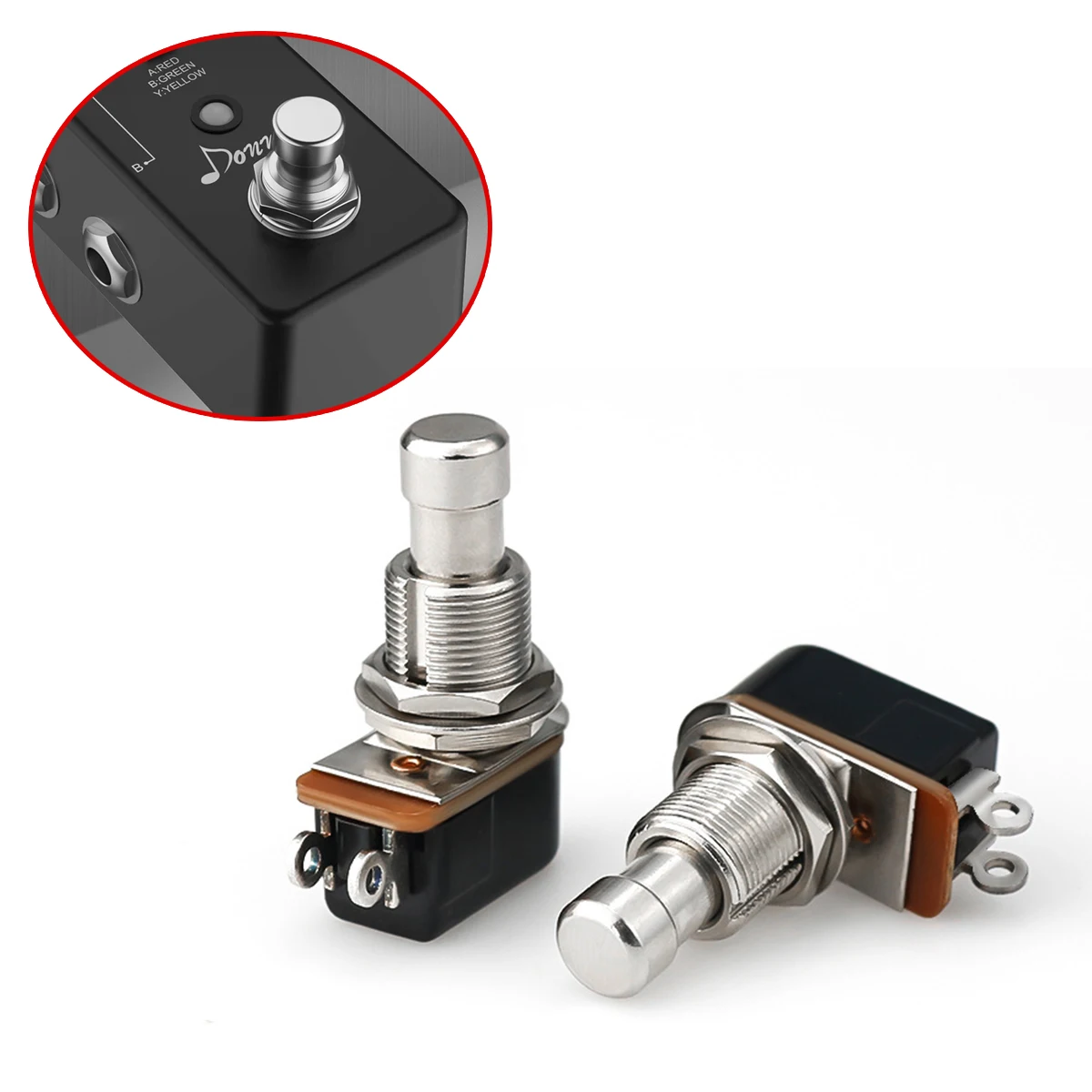 Miwayer 5/10Pcs SPST Momentary Foot Switch - 12mm Thread , 2 Pin Normally Open for DIY Guitar Effect Pedal Replacement