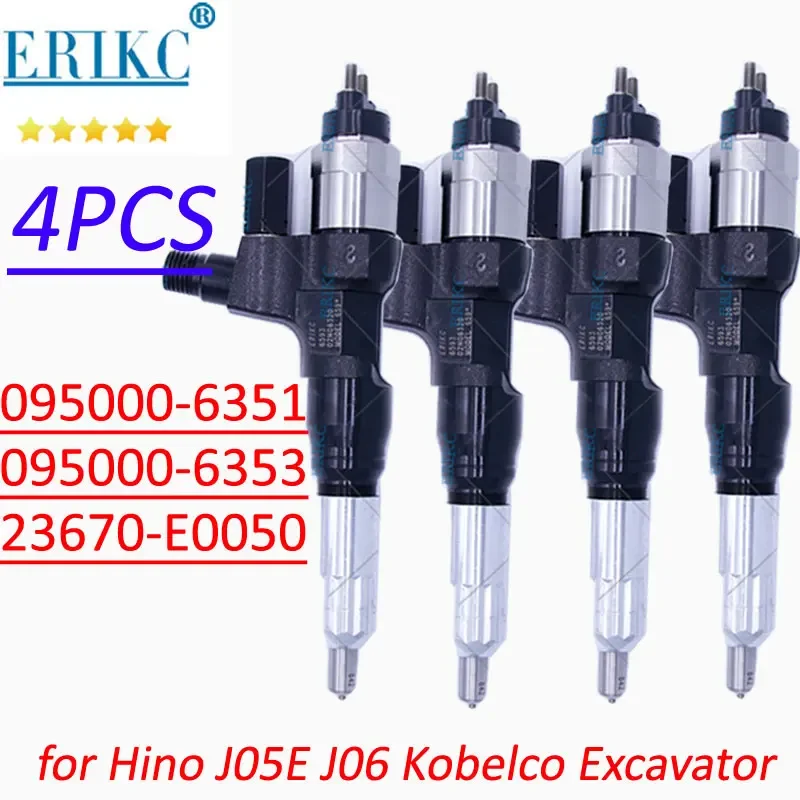 095000-6353 23670-E0050 Diesel Injector Assembly 095000-6355 Fuel Inyector For DENSO Hino J05E J06 Kobelco Excavator 095000-6351