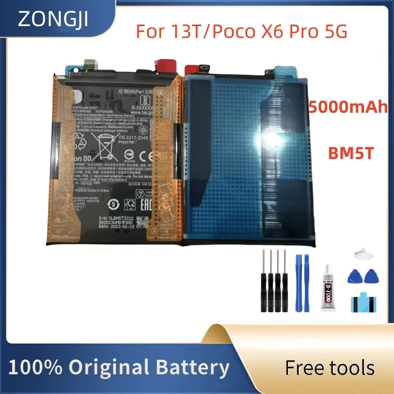 

Новый аккумулятор 5000 мАч BM5T Аккумулятор для Mi POCO X6pro Mi 13T BM5T Фотоэлементы + Инструменты
