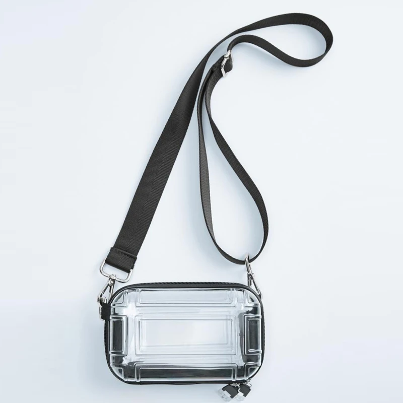 

Transparent Mini Hard Shell Crossbody Shoulder Bag For Women Travel Cosmetic Wash Purse Handbag Storage Pouch