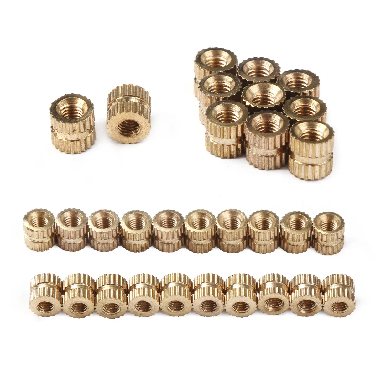 100pcs M3 Brass Insert Nut Crafted Injection Molding Brass Knurled Thread Inserts Round Nuts Set Durable Resilient Tool Nuts