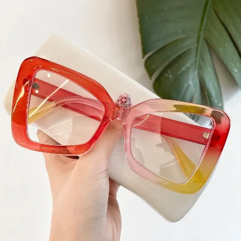 Ollymurs New Fashion Large Anti Blue Ray MyopiaButterfly Progressive Prescription Glasses  Reading Photochromic Outdoor Sunglass