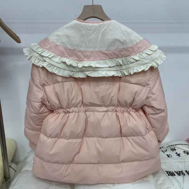 2024 Winter New Short Doll Collar White Duck Down Thickened Warm Down Jacket For Women