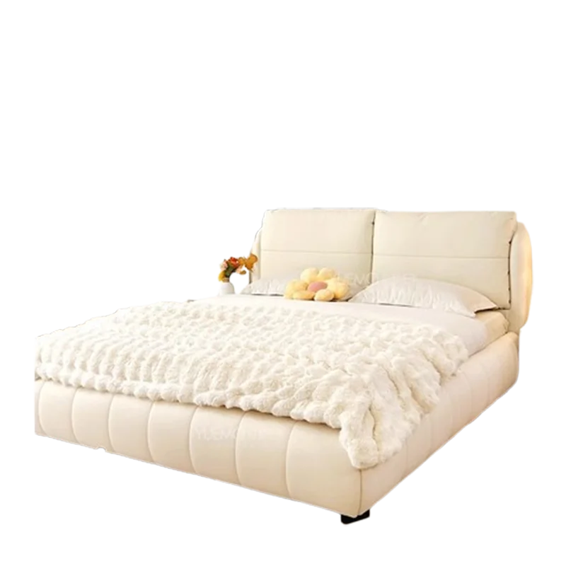 Wood Leather Luxury Double Bed Storage Modern White Frames Bedroom Double Bed Twin Queen Big Letto Matrimoniale Home Furniture