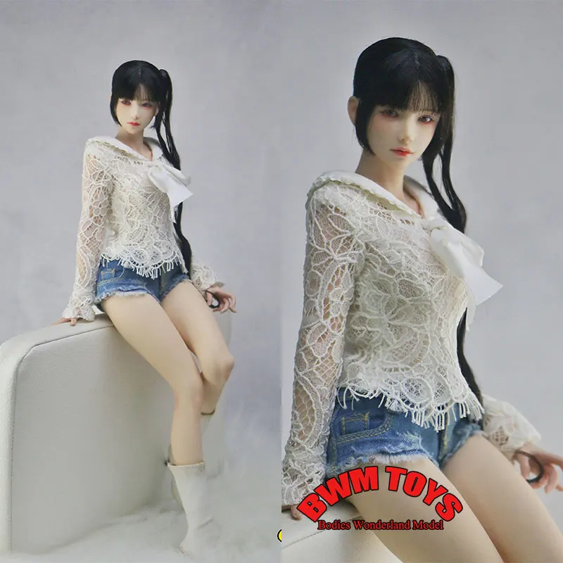 

In Stock CUKE TOYS 1/6 Scale Female Soldier White Lace Bow Splicing Strap Top Tight Shorts For 12'' Action Figure Doll
