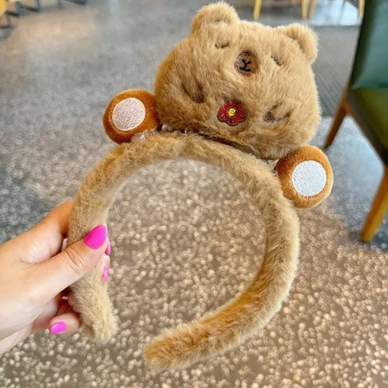 195E Cartoon Capibara Fascia Costume Cosplay Hairhoop Festa Compleanno Puntelli Peluche Hairband Viso Lavaggio Hairband