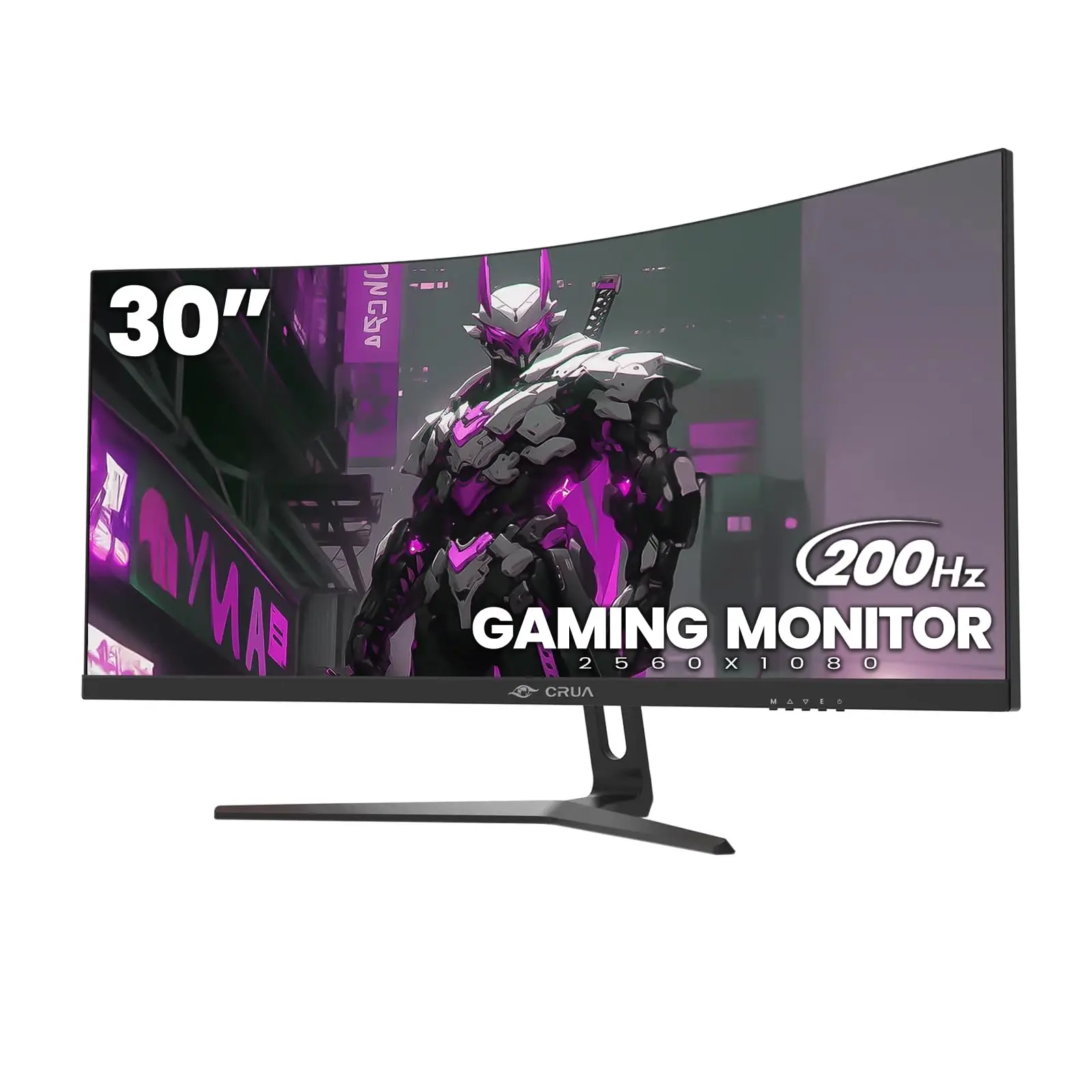 CRUA 30 inch gebogen gamingmonitor QHD IPS, 200Hz, ultradunne Zero Frame computerscherm voor thuiskantoor en zakelijk gebruik