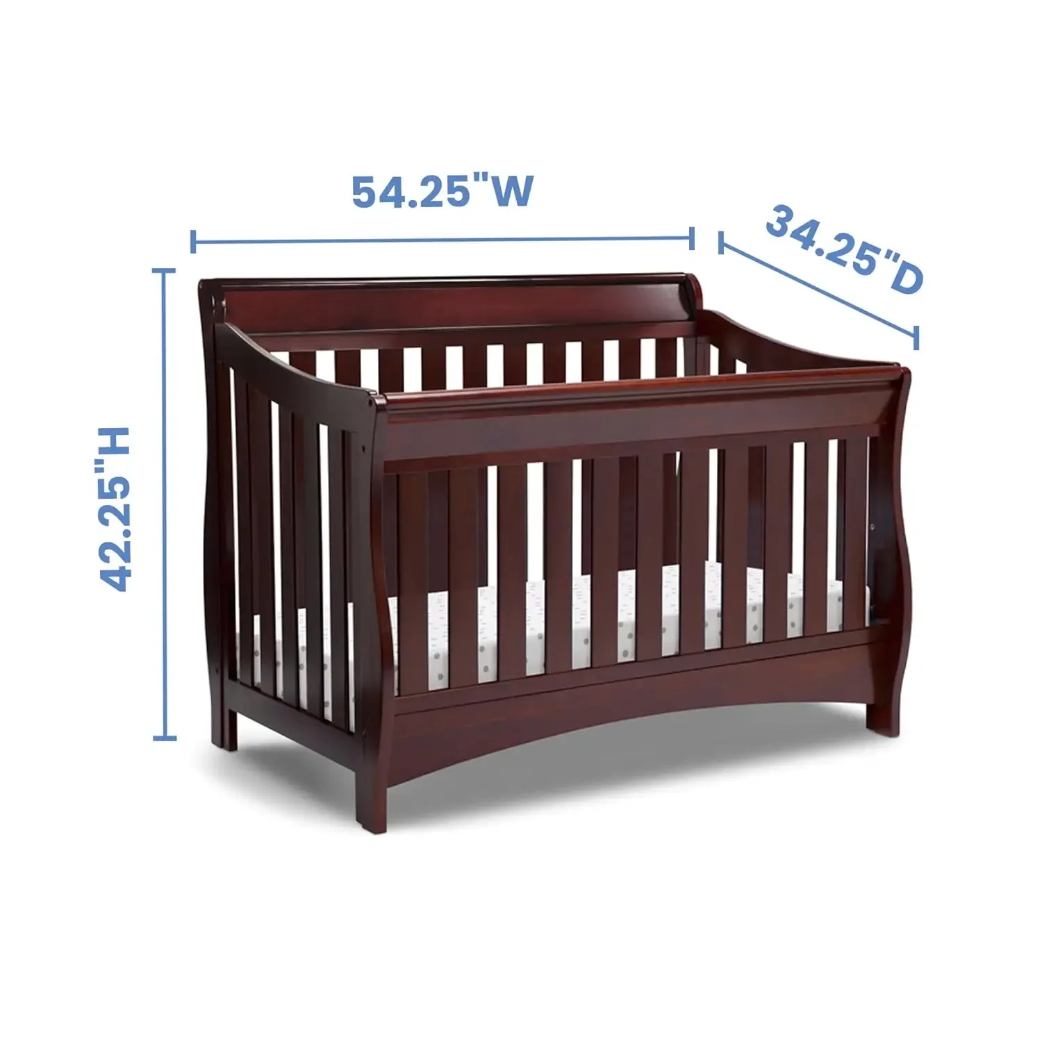 Delta Children Bentley S Series 4-in-1 Convertible Baby Crib, Black Cherry Espresso