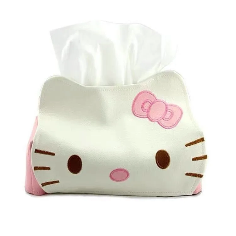 Hello Kitty Tissue Box Living Room Bathroom Ins Style Cute Paper Box Girl Desktop Bedroom Leather Kawaii