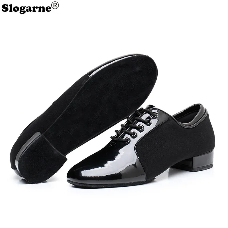 2024 Men New Modern Dance Shoes  2.5cm Heels Male Oxford Fabric Latin Shoes Breathable Soft Boys Social Ballroom Dance Footwear