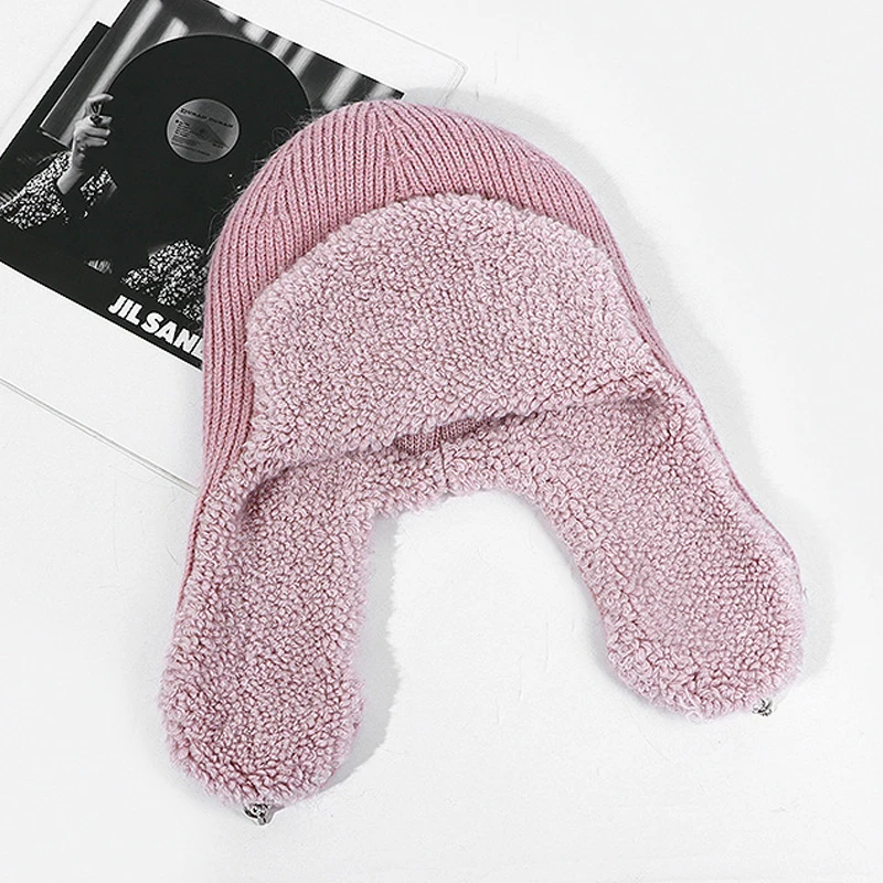 Bonnet en tricot Angora avec oreillettes pour femme, bonnet chaud, accessoire de ski pour temps froid, sports de plein air, vacances, automne et hiver