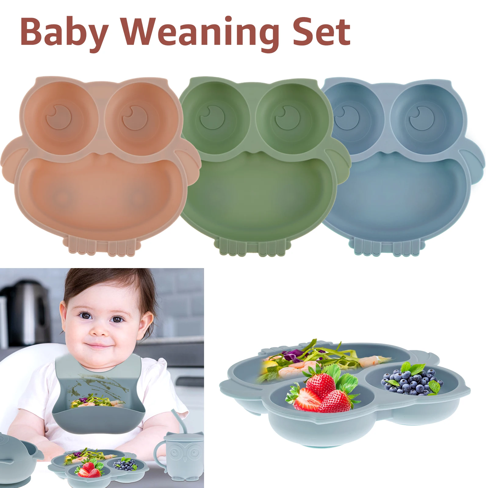 New 11Pcs Baby Feeding Set Food Grade Baby Weaning Set Reusable Silicone Baby Tableware Set Baby Led Weaning Supplies with