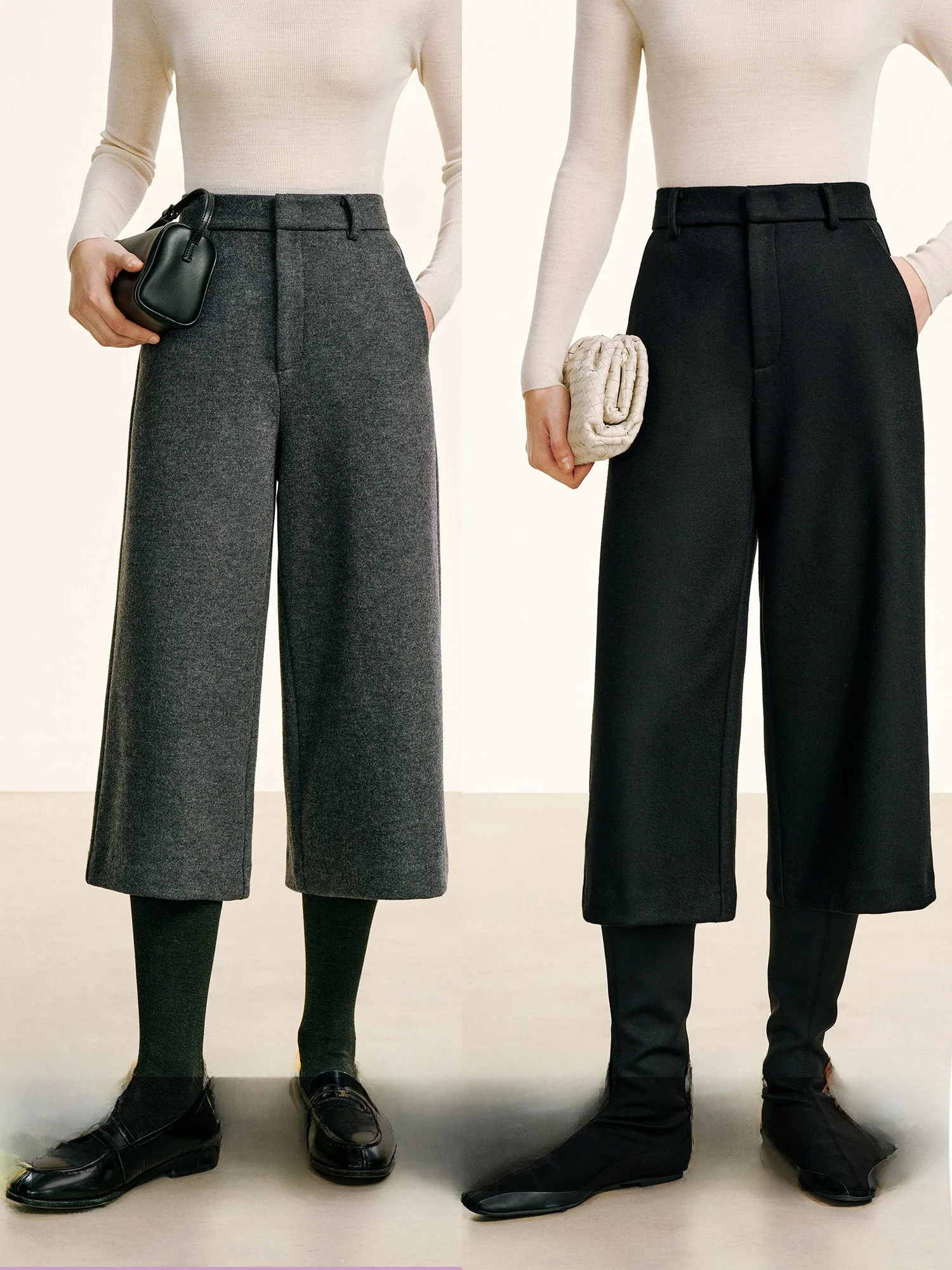 

Модные женские шерстяные брюки CA "Miranda" с высокой талией, широкими штанинами, прямым кроем, укороченные (7/8), для повседневной носки, весна